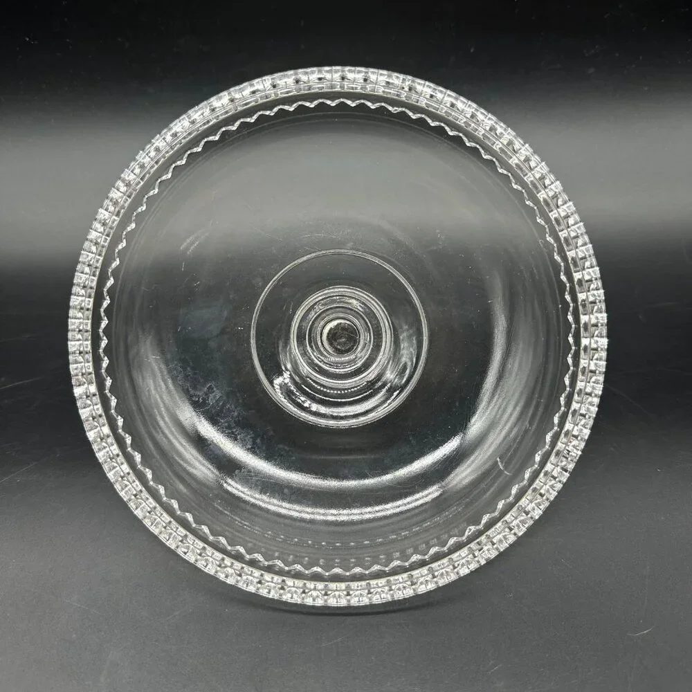 EAPG Antique Glass Compote Lid Only Adams Glass Saxon Zig Zag 1888 Clear UV Glow